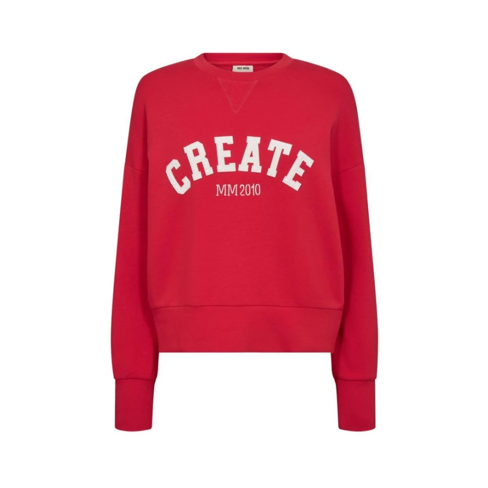 MOS MOSH Rode Celli Sweatshirt met Witte Borduursels Red Dames