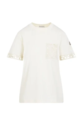 Naturvit T-shirt i bomull med korta ärmar