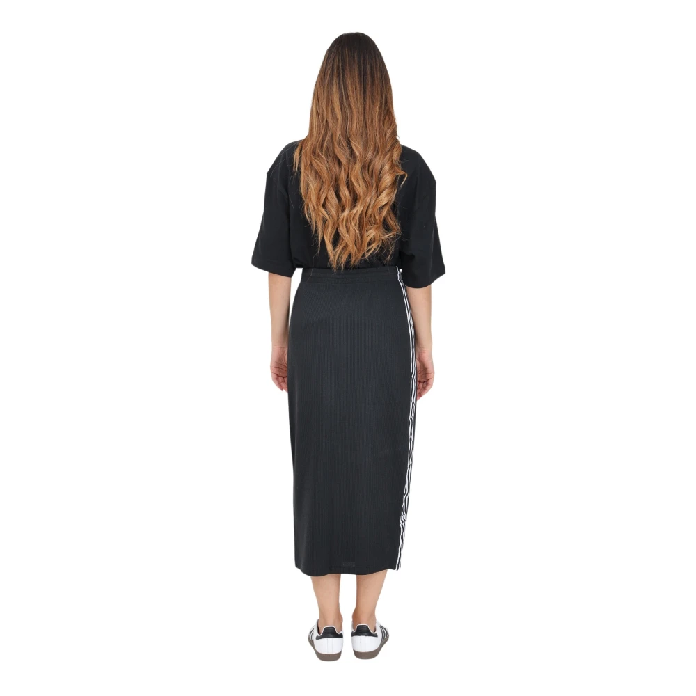 adidas Originals Zwarte Gebreide Midi Rok Black Dames