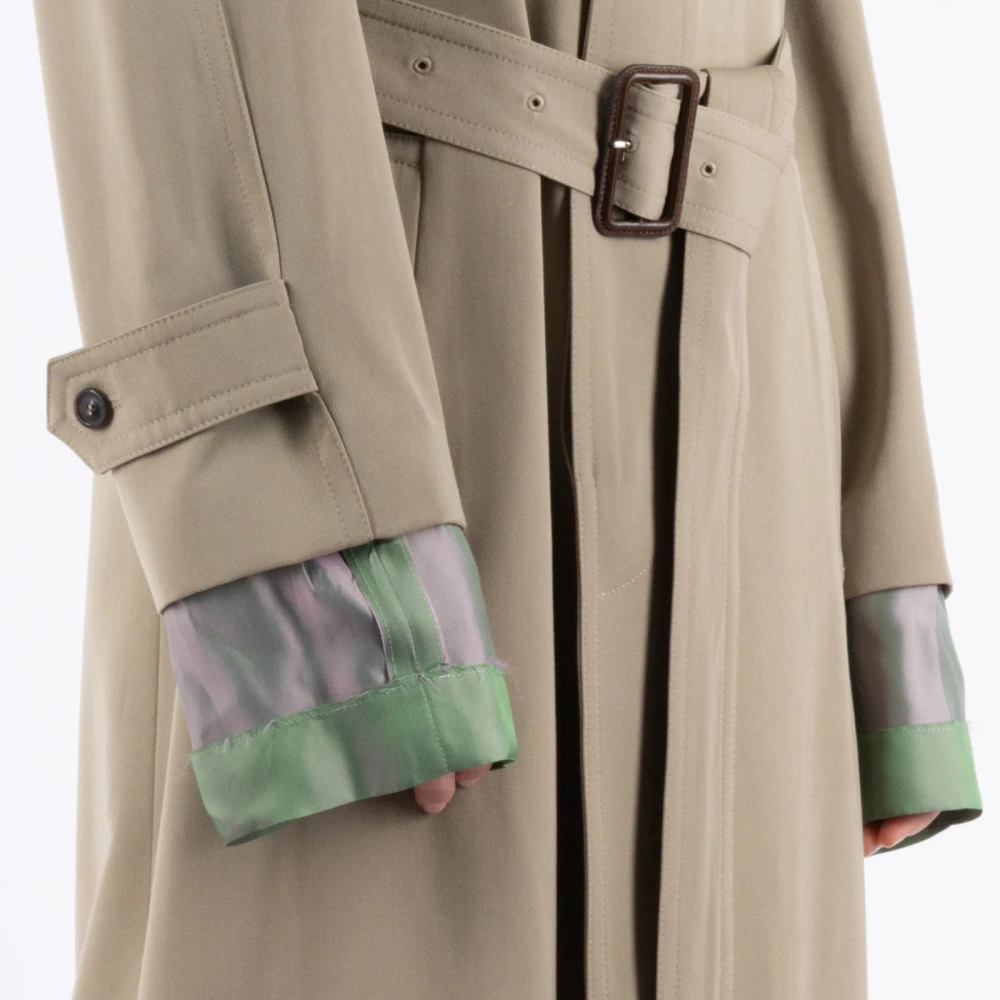 Maison Margiela Wollen Gabardine Trenchcoat Beige Dames