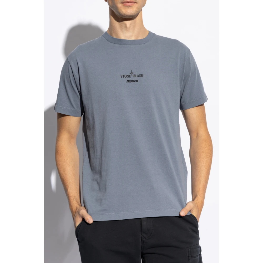 Stone Island T-shirt met logo Blue Heren