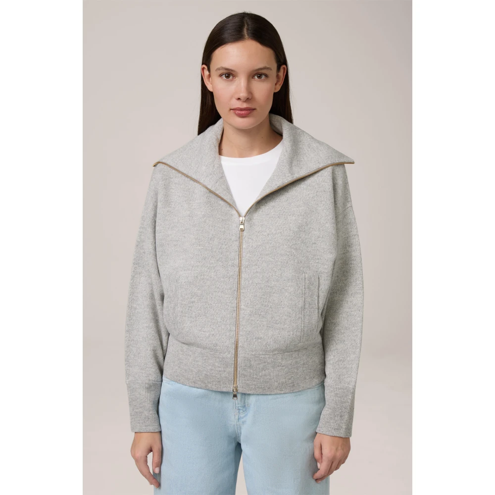 Windsor Grijze Cashmere Cardigan met Rits Gray Dames