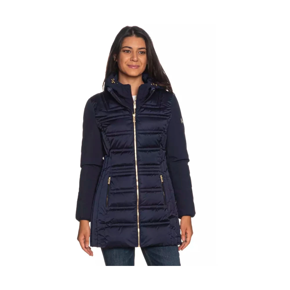 YES ZEE Dames Technische Stof Jas met Capuchon Blue Dames