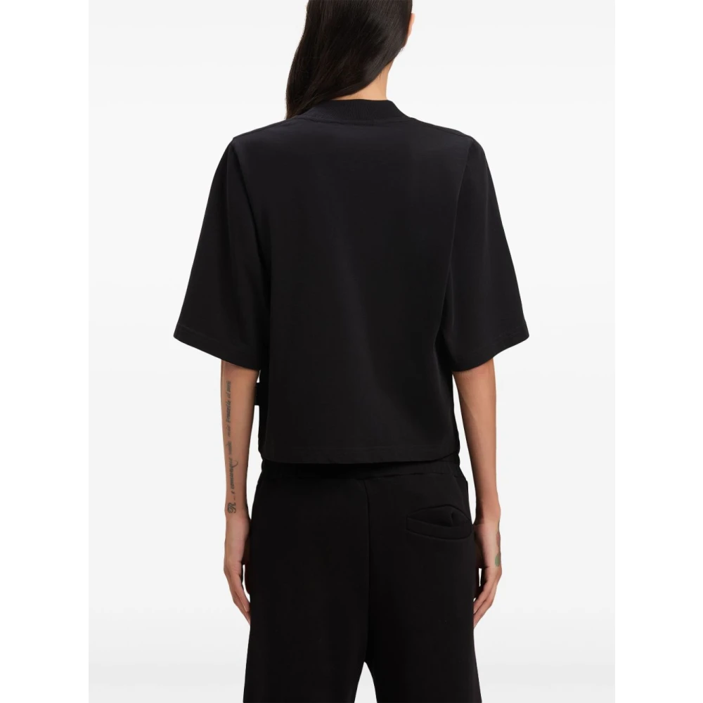 Palm Angels Zwart Logo Print Crew Neck T-shirt Black Dames