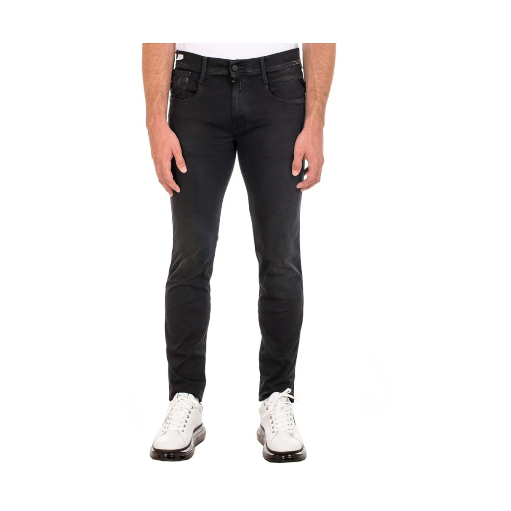 Replay Zwarte denim met zakbeschadigingen Black Heren