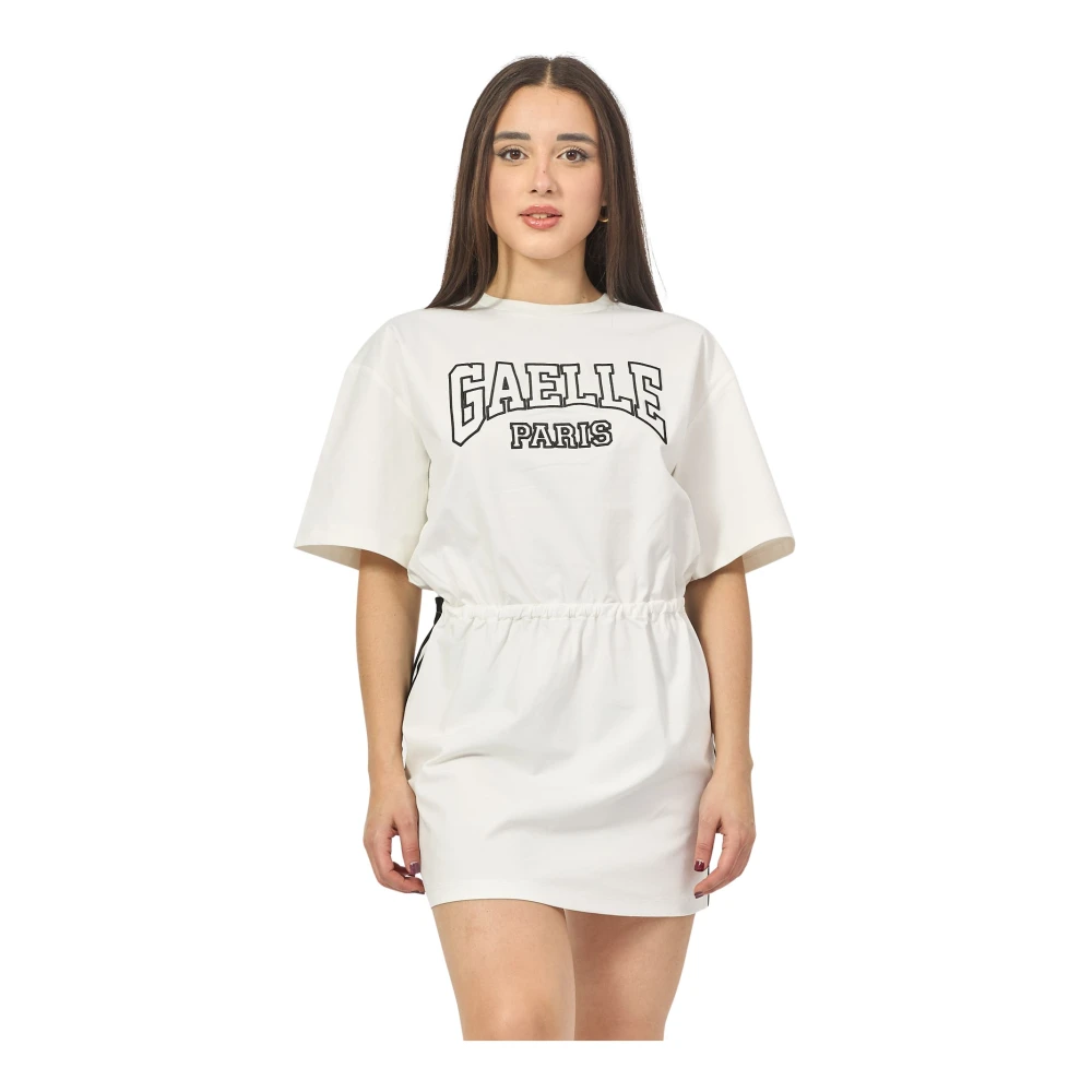 Gaëlle Paris Korte witte jurk met logoprint White Dames