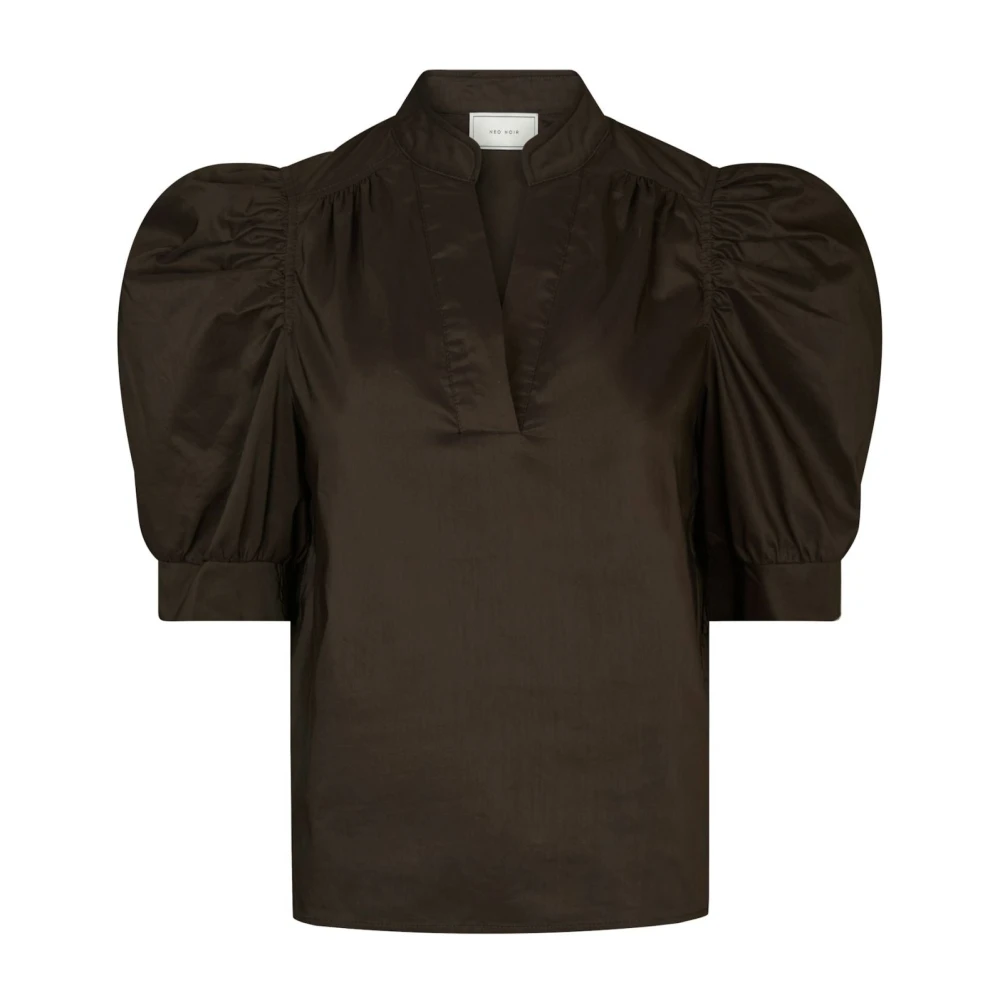 Neo Noir Women's Brown Blouses, Xs, Chocolate Poplin Blouse
