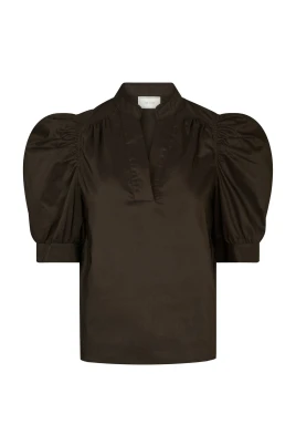 Chokladbrun Poplin Blus