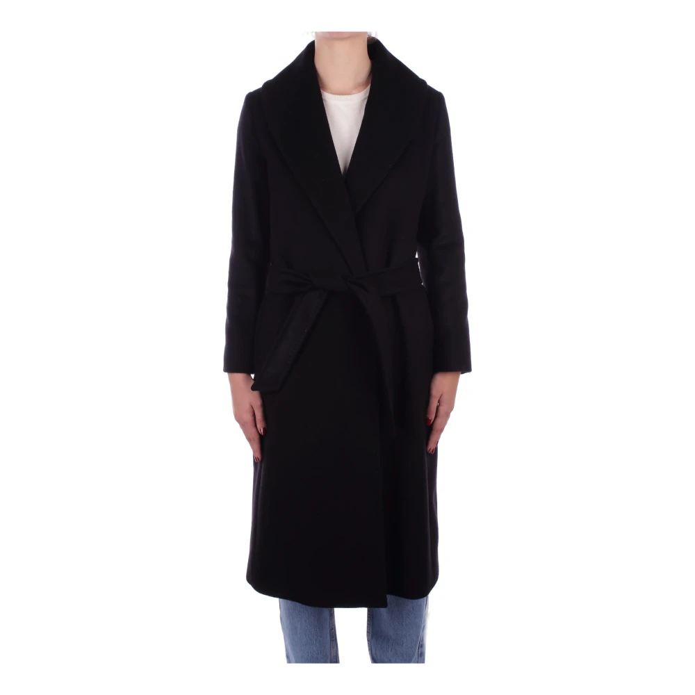 Max Mara Zwarte wollen jas met afneembare riem Black Dames