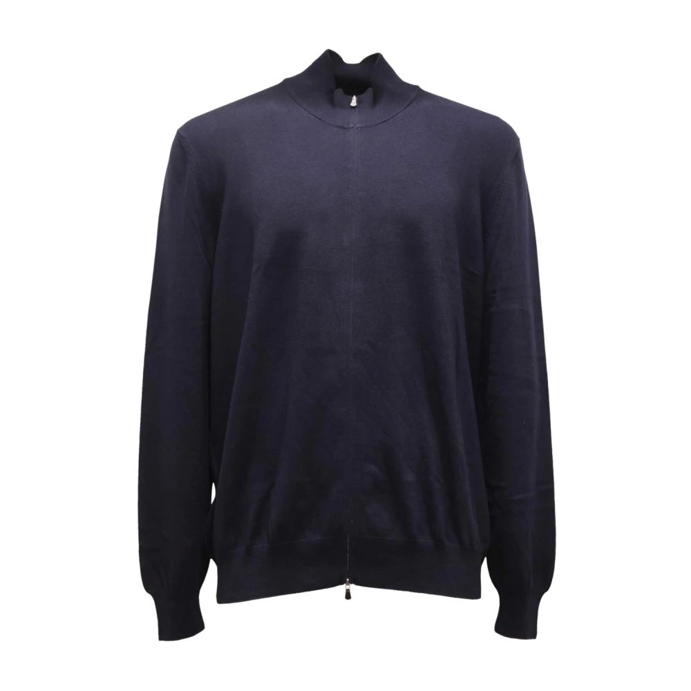 Gran Sasso Blue Cardigans, Male, M, Cotton Jumper Made In Italy