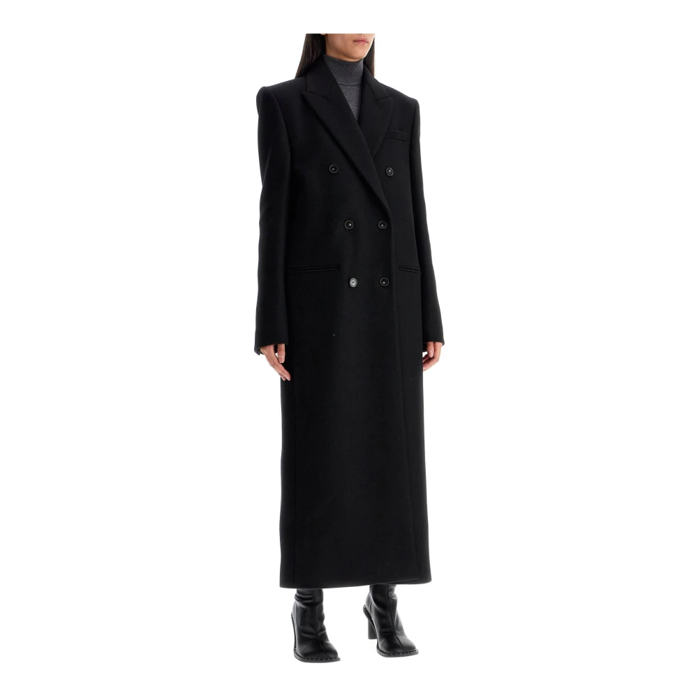 Stella Mccartney Gestructureerde dubbelrijige wollen jas Black Dames