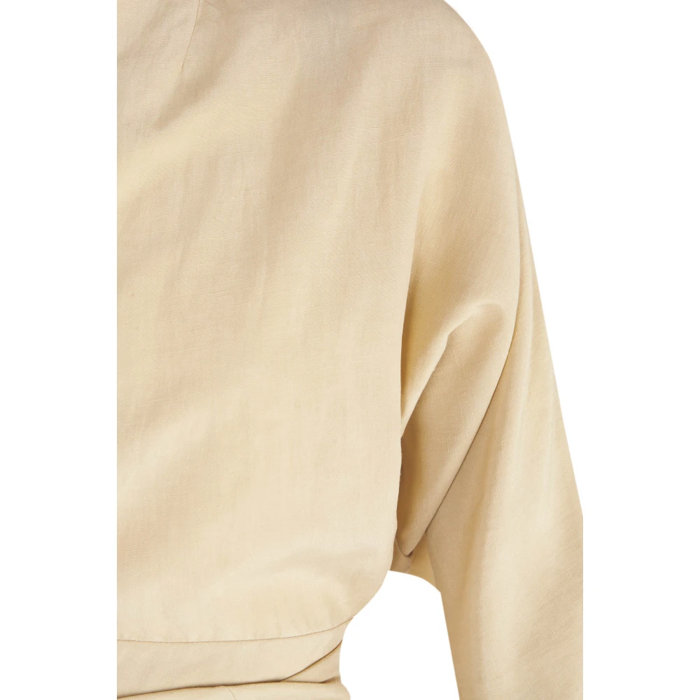 Cortana Amelia Linnen Zijden Lange Jurk Beige Dames