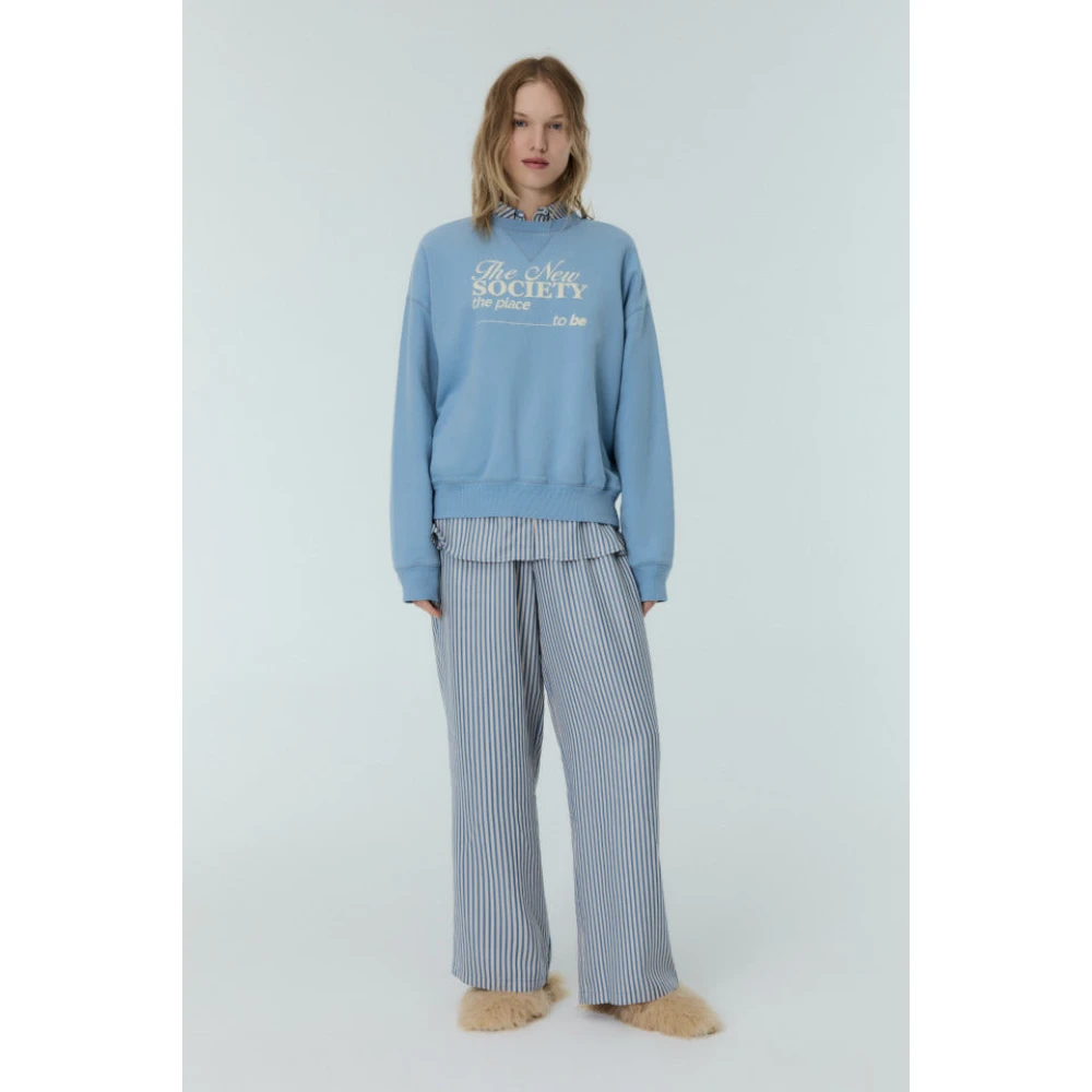 The New Society Blauwe Allure Katoenen Sweater met Logo Blue Dames