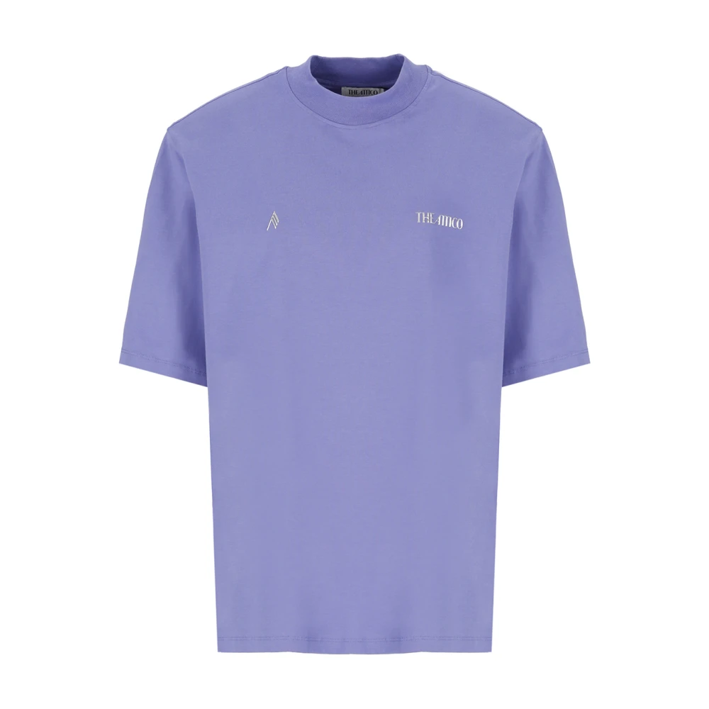 The Attico Paarse Katoenen T-shirt met Contrasterend Logo Purple Dames