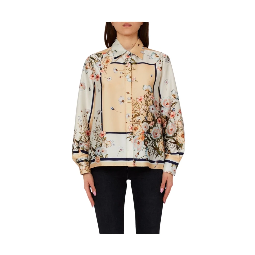 Liu Jo Kvinno Multicolor Blusar & Skjortor Dam, L, Printed Twill Shirt