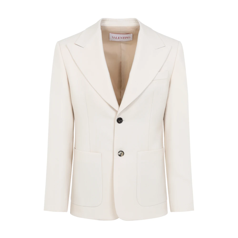 Valentino Luxe Wollen Jas Naakt Neutrals Beige Heren
