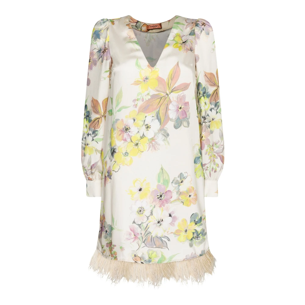 Twinset Bloemenfantasie V-hals jurk Multicolor Dames