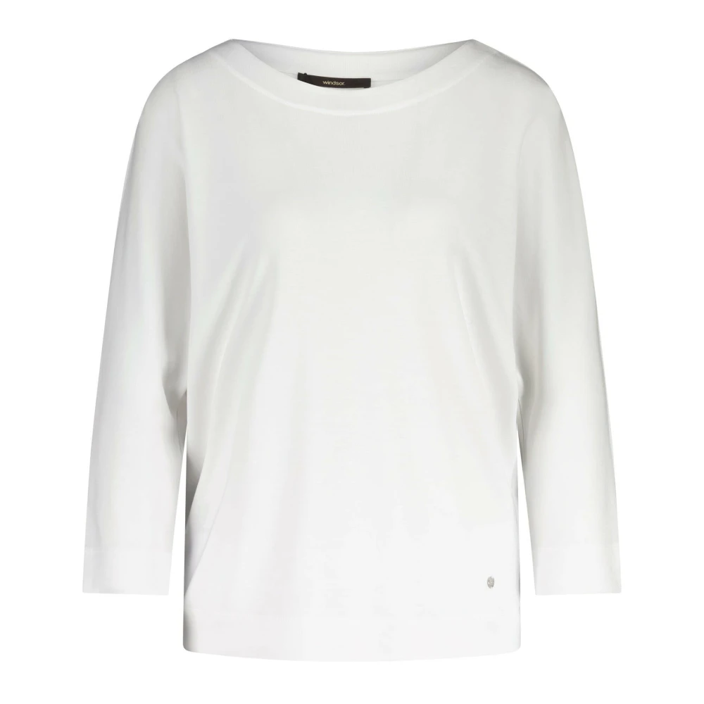 Windsor Comfortabel losvallend shirt met 3 4 mouwen White Dames