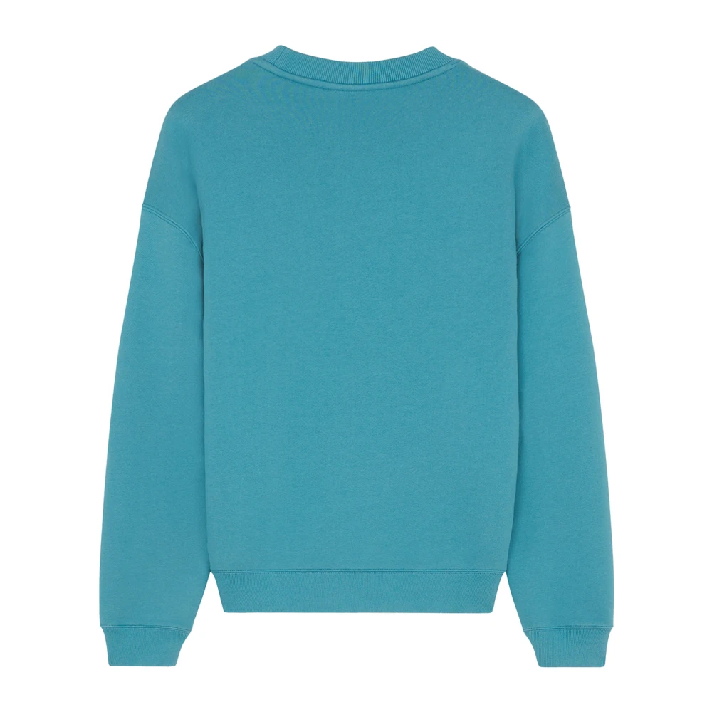 Maison Kitsuné Geborduurde katoenen sweatshirt met ronde hals Blue Heren