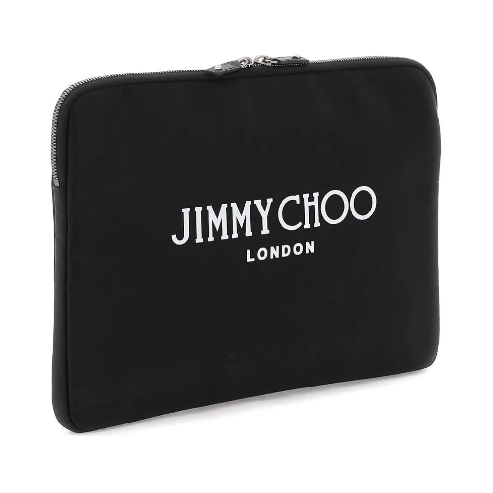 Jimmy Choo Pouch met Contrasterend Logo en Ritssluiting Black Heren