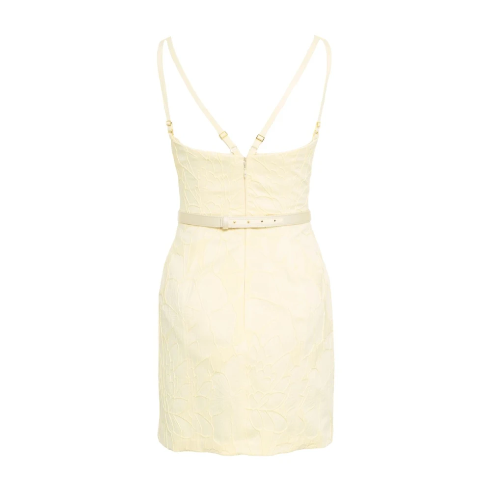 Elisabetta Franchi Gele Bloemen Geborduurde Mini Jurk Yellow Dames