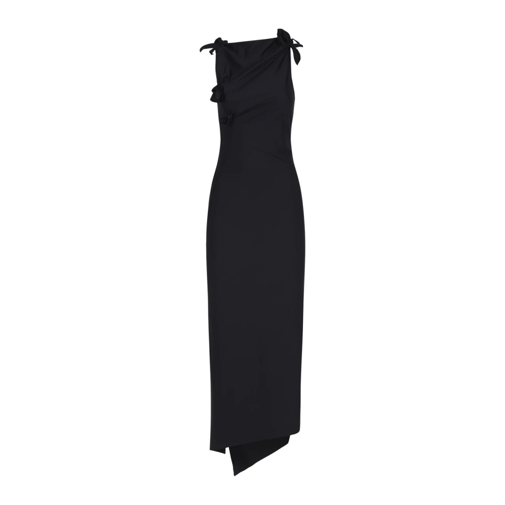 Coperni Women's Black Asymmetric Flower Gown