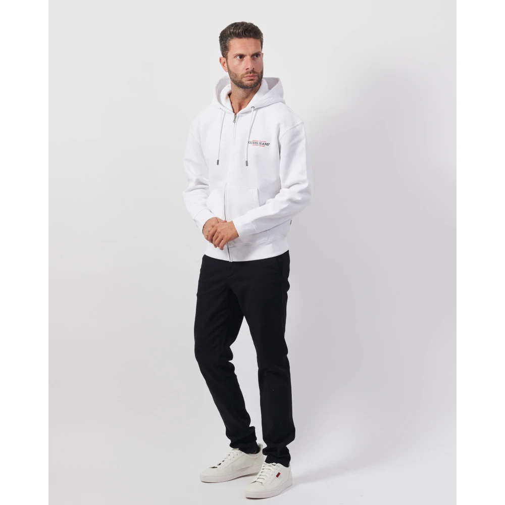 Guess Witte Hoodie met Rits White Heren