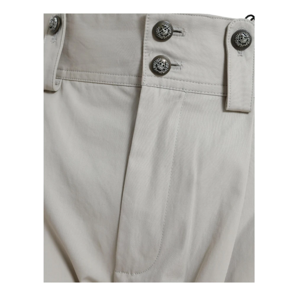 Dolce & Gabbana Hoge taille katoenen taps toelopende broek Beige Dames