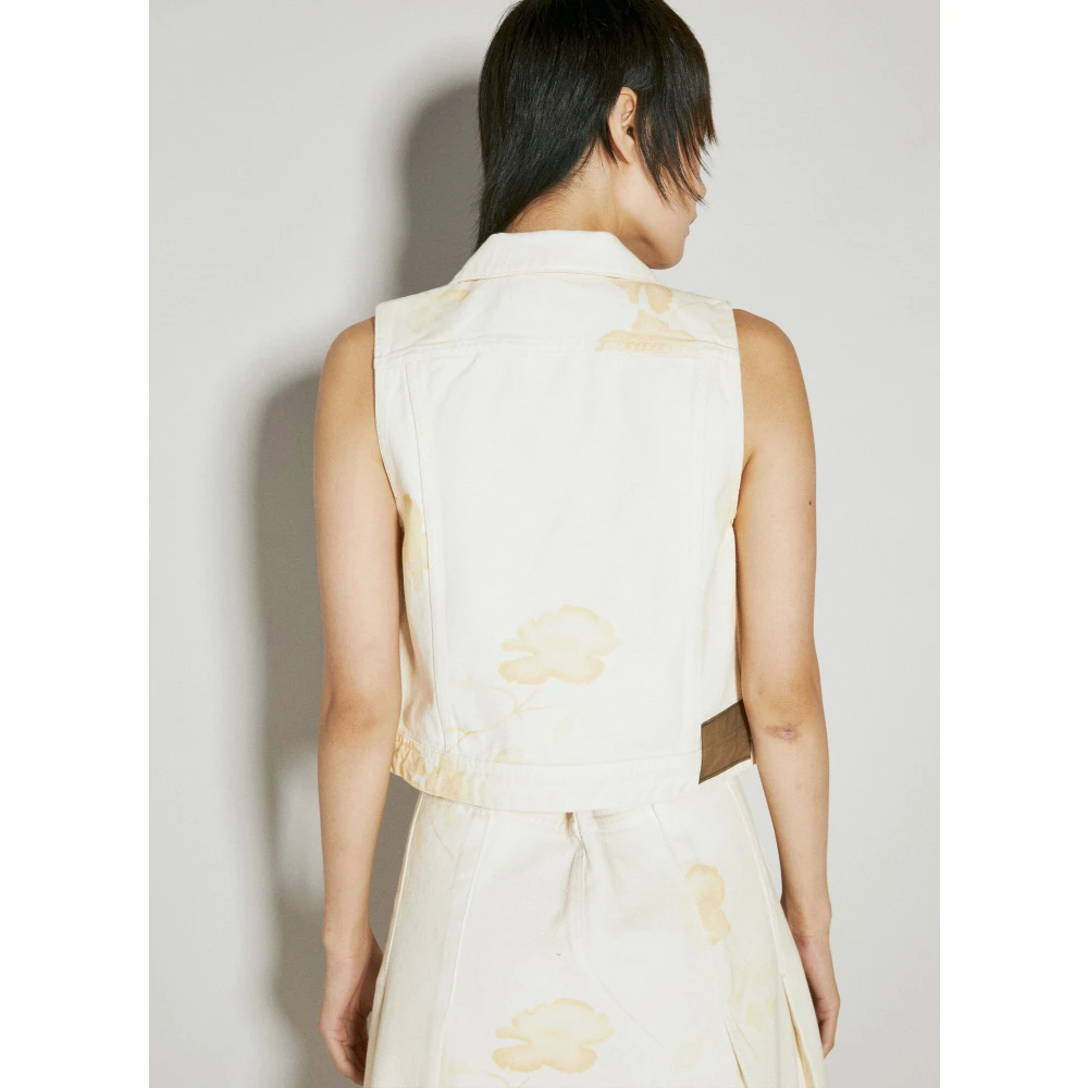 Our Legacy Diurnal Flower Print Denim Vest Beige Dames