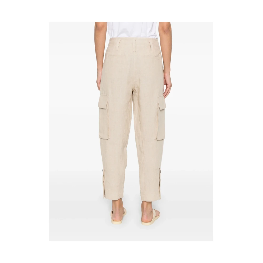 BRUNELLO CUCINELLI Beige Cargo Broek met Knoopsluiting Beige Dames