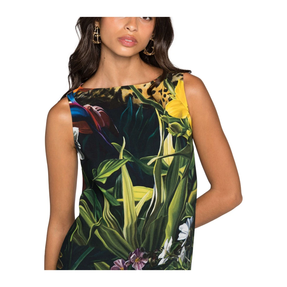 Roberto Cavalli Bloemen Luipaardprint Mini Jurk Italië Multicolor Dames
