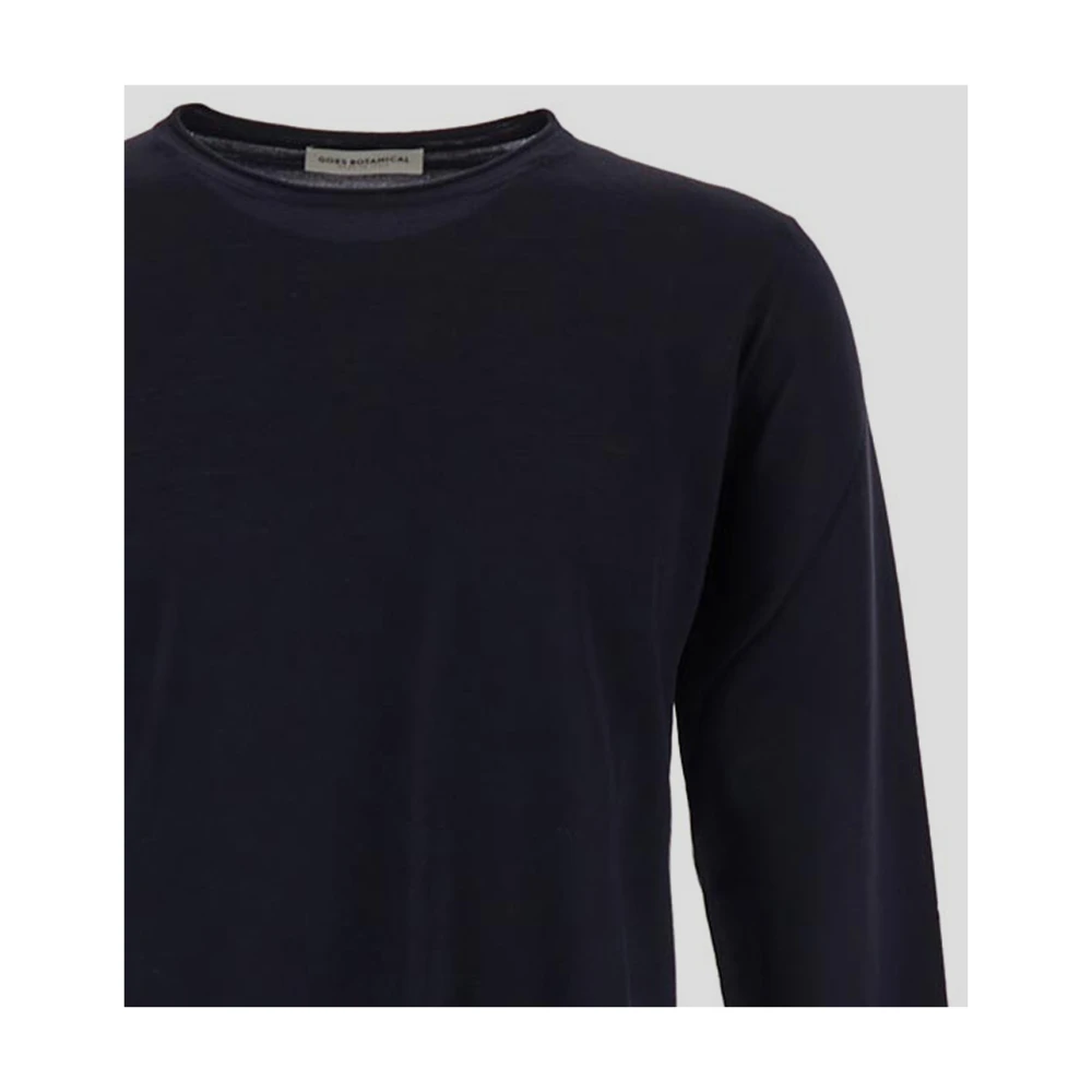 Goes Botanical Botanische Crewneck Gebreide Wollen Trui Blue Heren