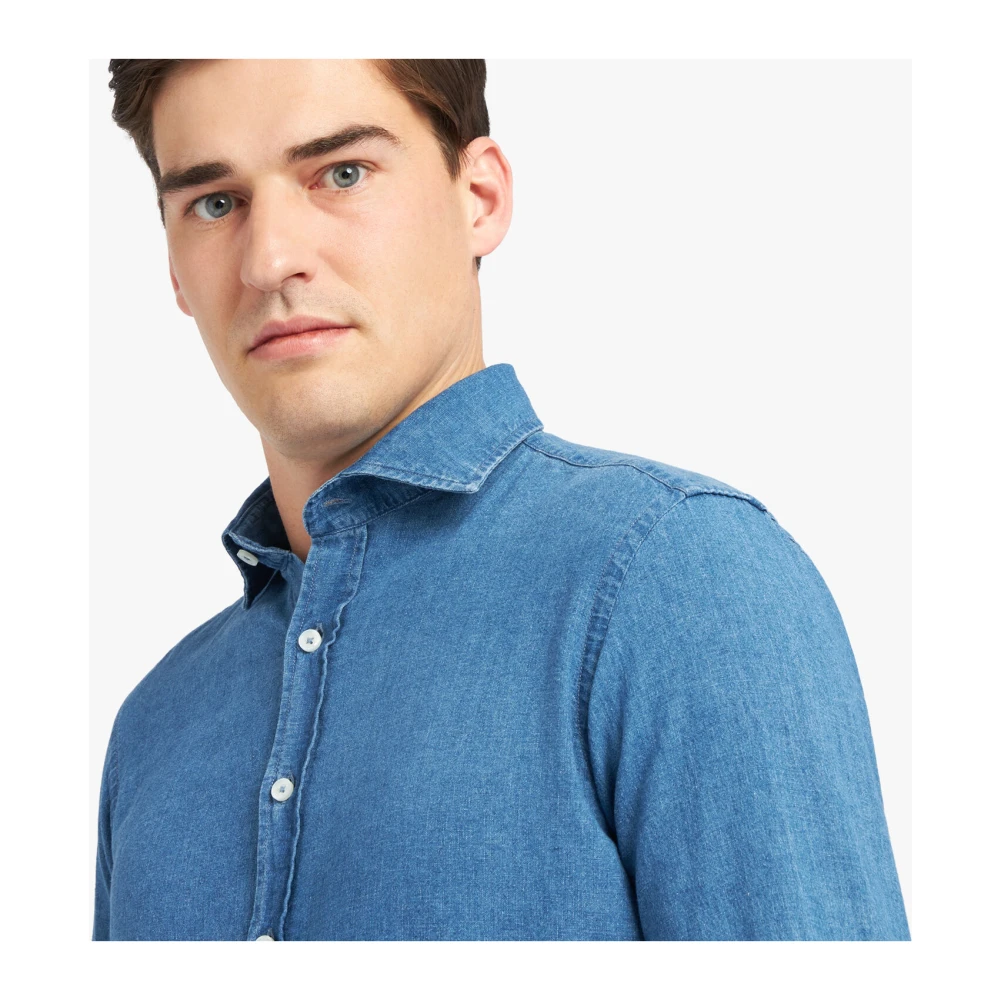 Brooks Brothers Slim Fit Katoen-Linnen Chambray Overhemd met Spreidkraag Blue Heren