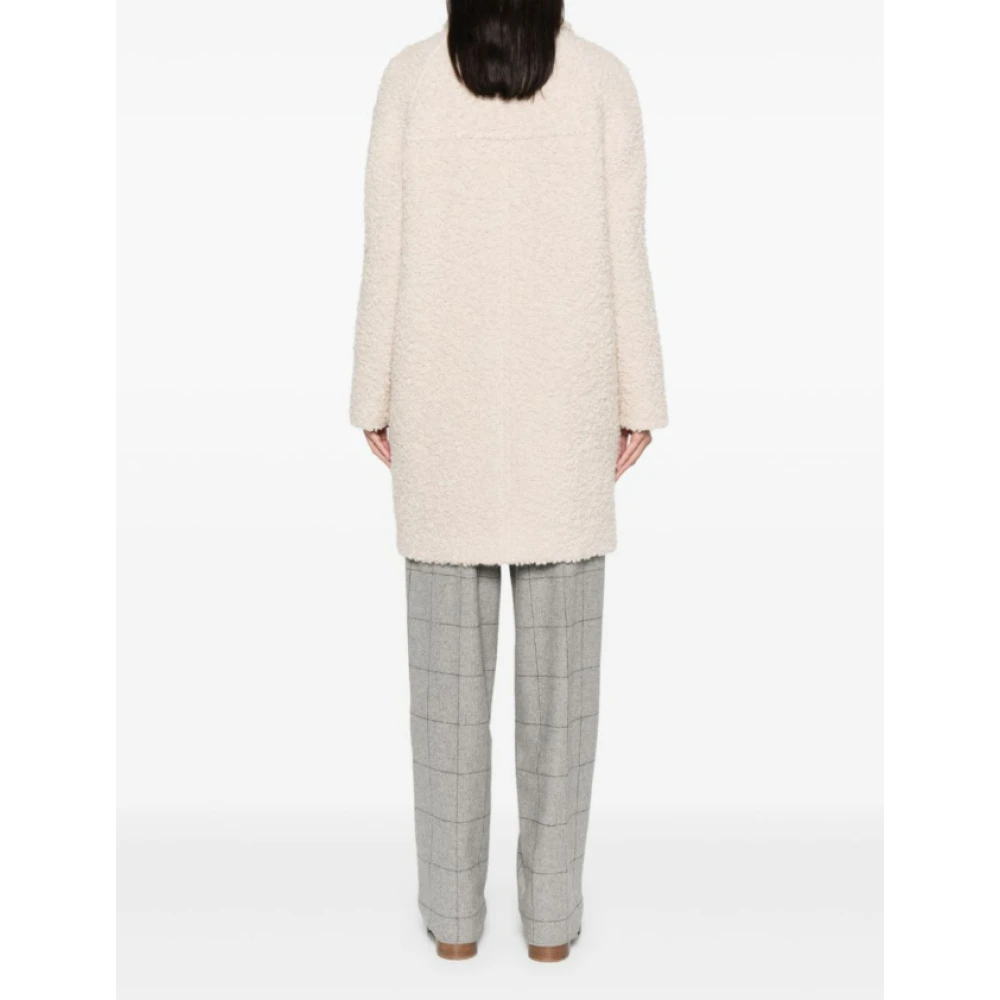 Fay Bouclé Wol Double-Breasted Jas Beige Dames