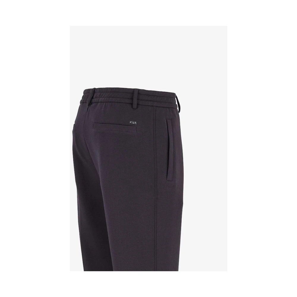 Emporio Armani Navy Blue Broek Haaksluiting Manchet Blue Heren