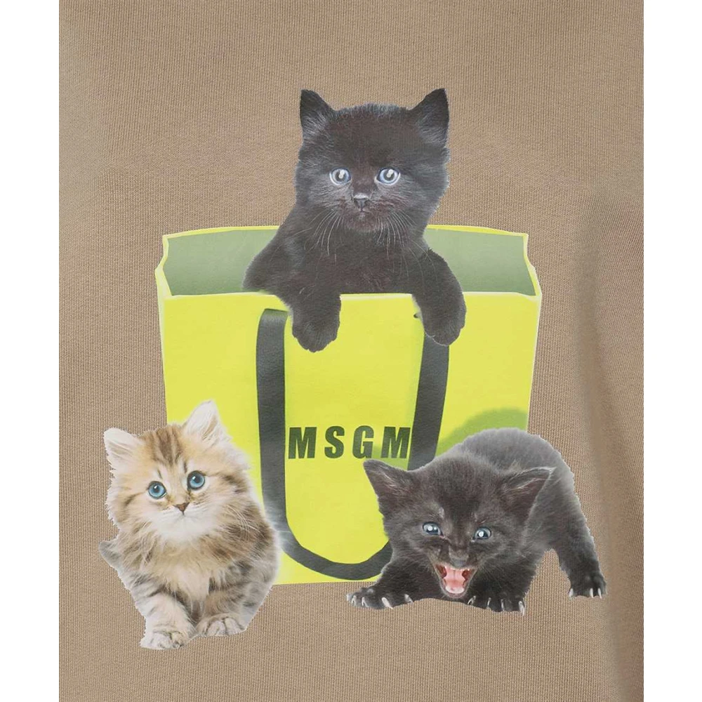 Msgm Katoenen hoodie met voorprint Beige Dames