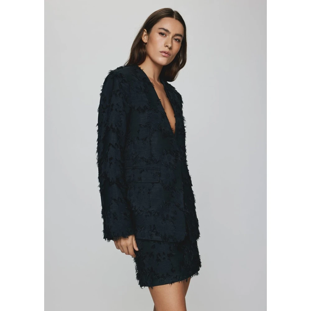 moss copenhagen Zwarte Korte Rok met Fluffy Details Augustina Black Dames