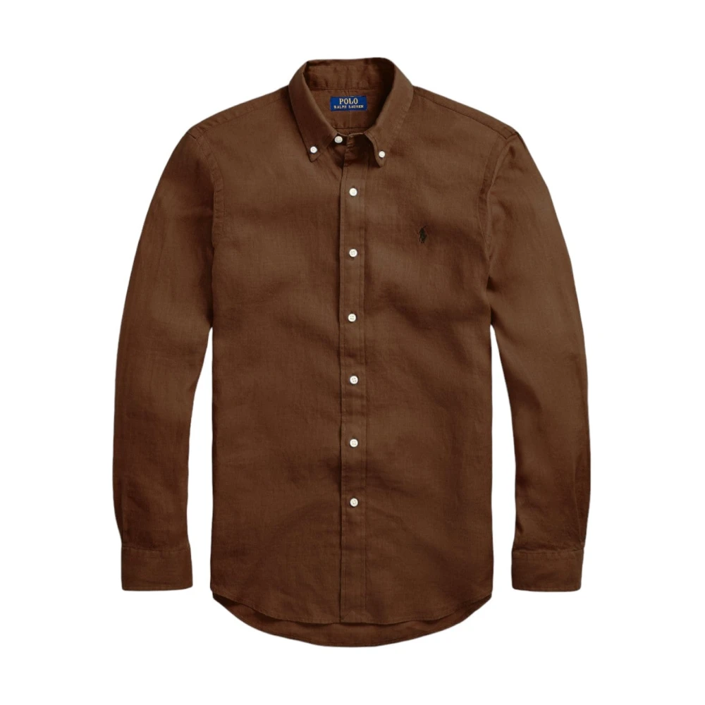 Ralph Lauren Linnen Overhemd Bruin Stijlvolle Keuze Brown Heren