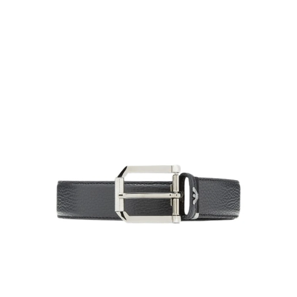 Emporio Armani Hombre Negro - Cinturón De Piel Granulada - Accessories - One Size