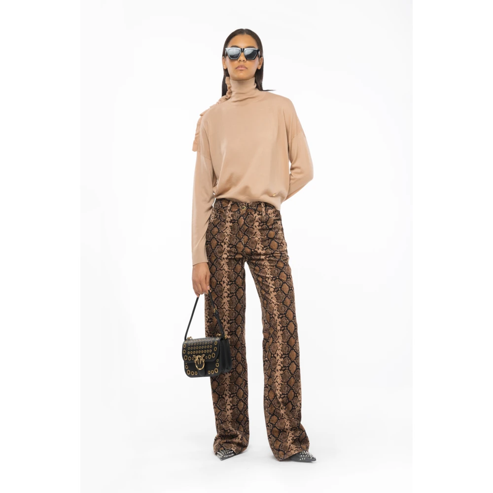 pinko Beige Gerimpelde Wollen Coltrui Beige Dames