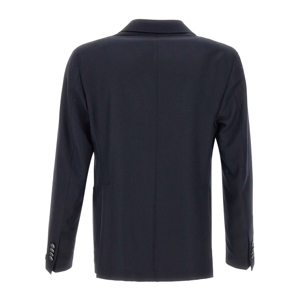Tagliatore Blauwe Wol en Kasjmier Blazer met Piek Revers Blue Heren