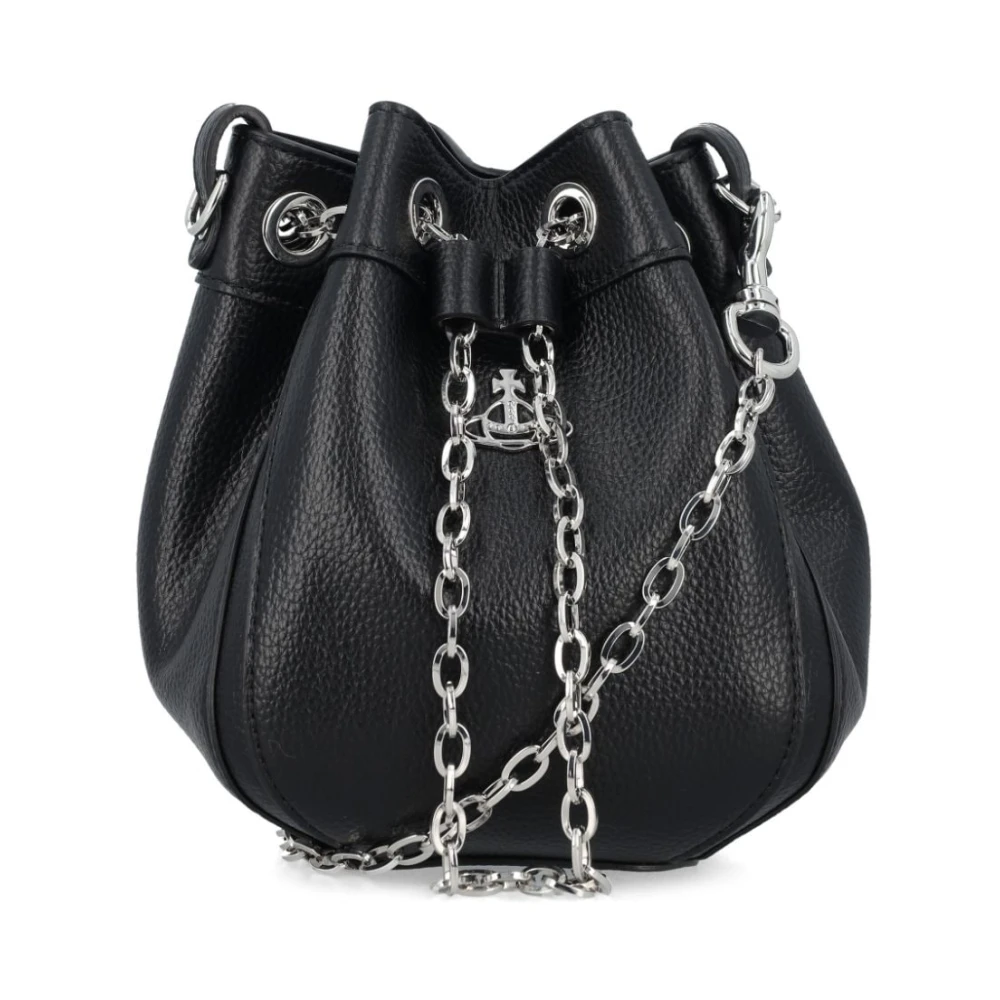 Vivienne Westwood Zwarte Korrelige Leren Trekkoordtas Black Dames