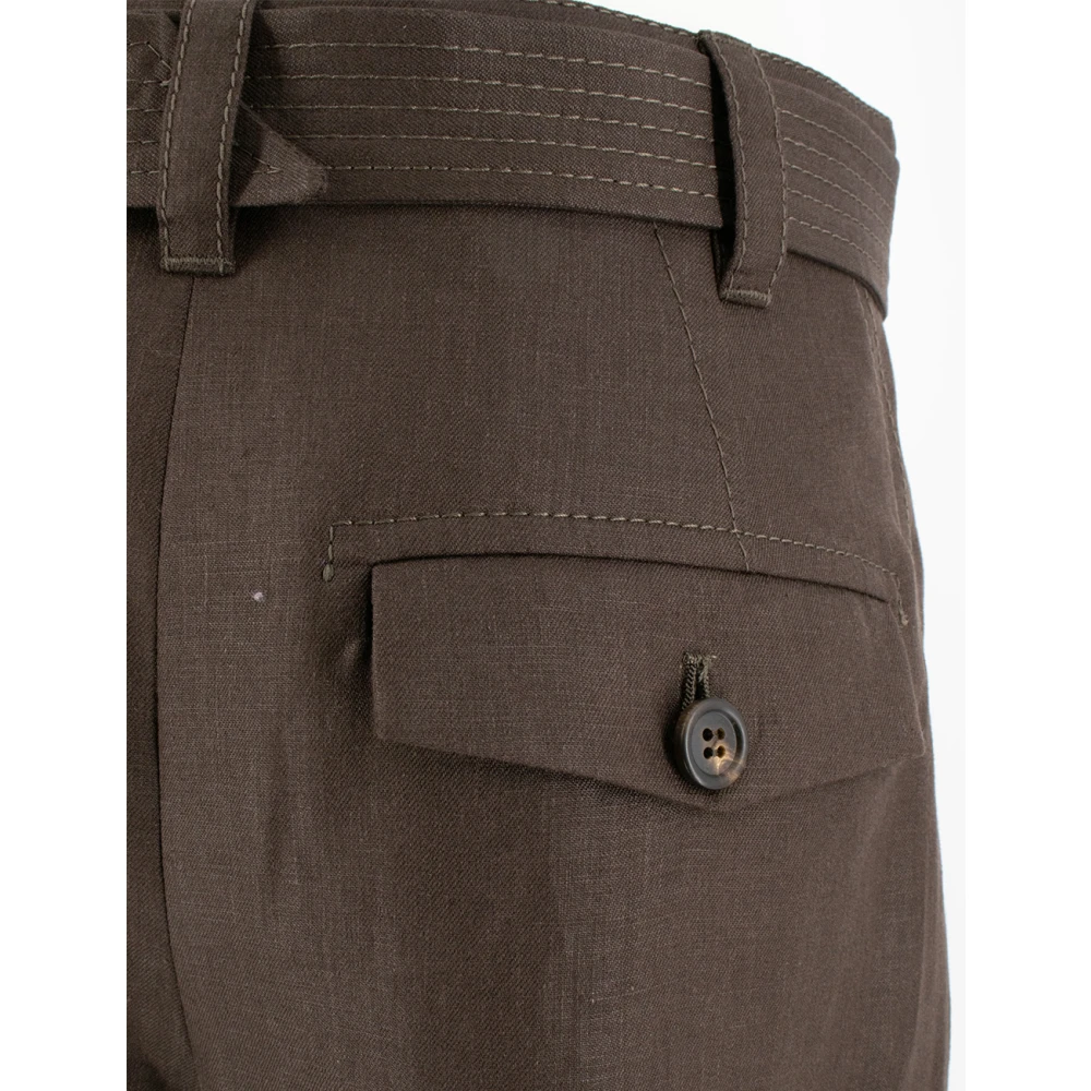 BRUNELLO CUCINELLI Ergonomische Chino-broek van puur linnen Brown Dames