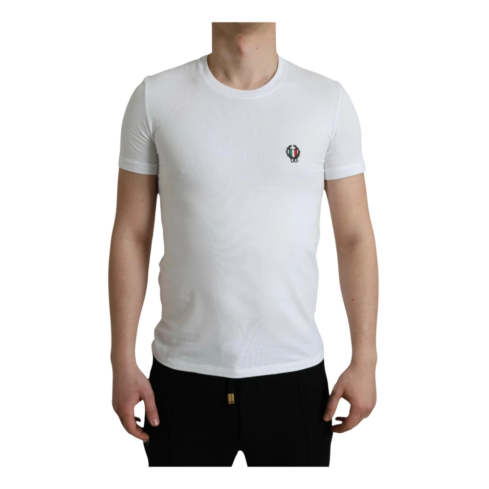 Dolce & Gabbana Wit Logo Crest Crew Neck T-shirt White Heren