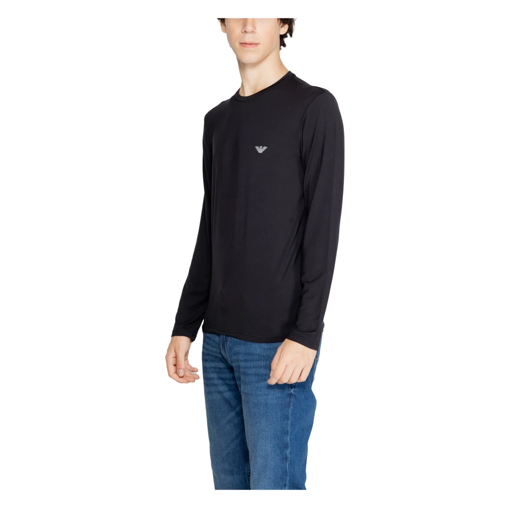 Emporio Armani Zwart langemouw ronde hals T-shirt Black Heren