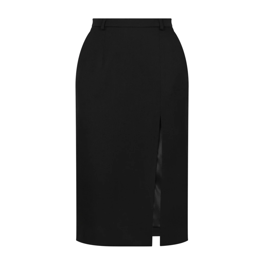 Dolce & Gabbana Zwarte Wol Zijden Rok Zijdelingse Split Black Dames