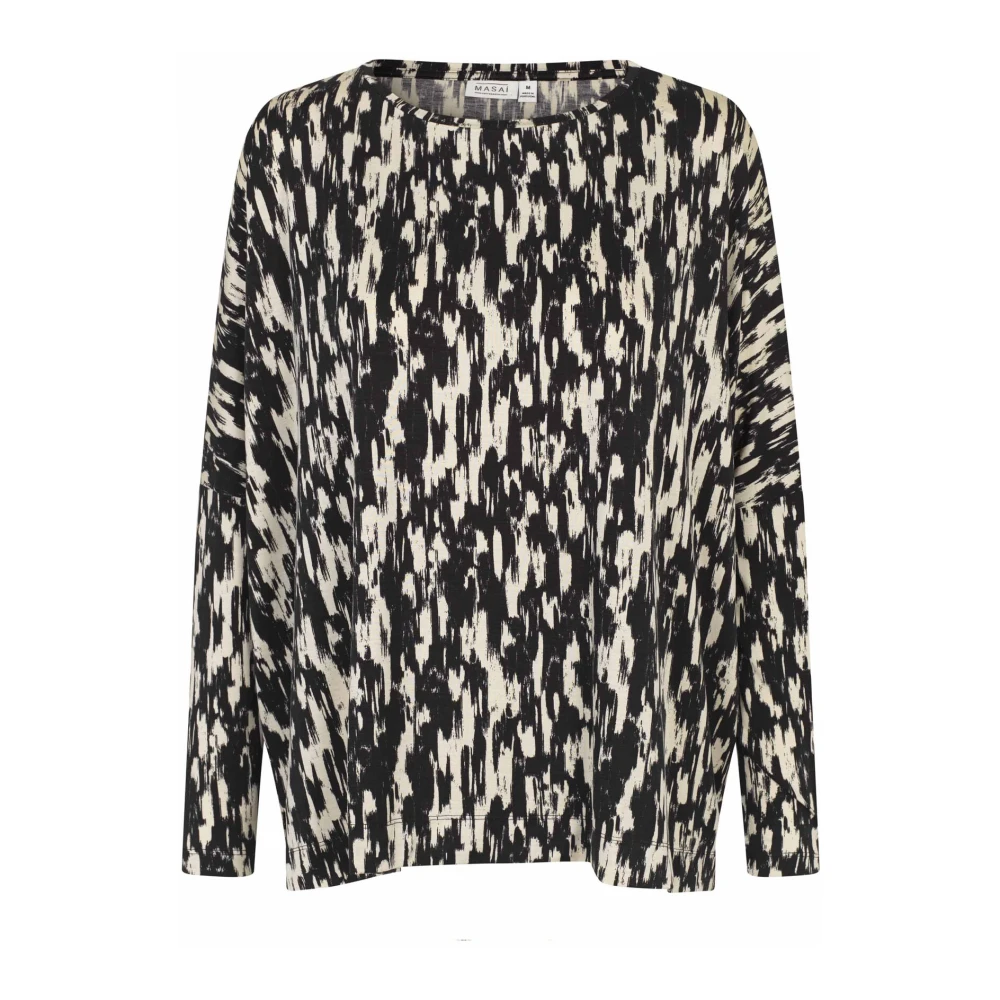 Masai Oversized Zwarte Top met Boothals Black Dames