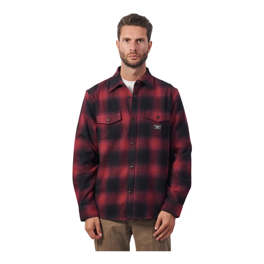 Guess Rood geruite overhemd met lange mouwen Red Heren