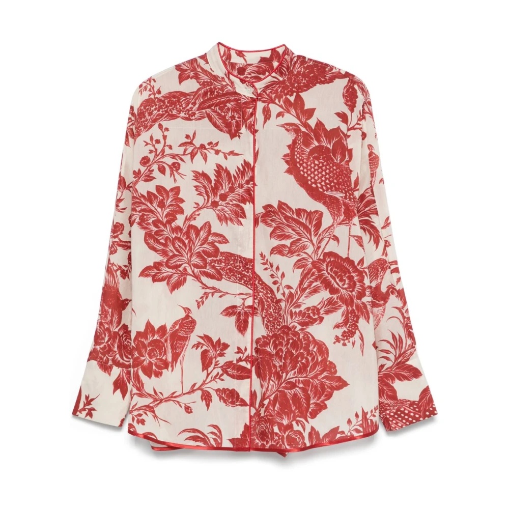 F.r.s For Restless Sleepers Rode bloemenprint overhemd met knoopsluiting Red Dames