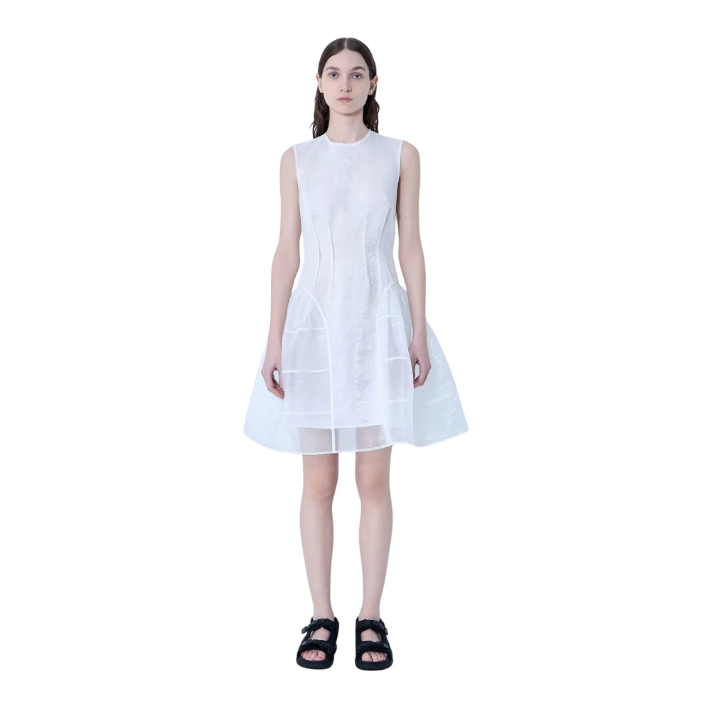 Cecilie Bahnsen Women's White Short Dresses, 2XS, Claudie Fitted Dress